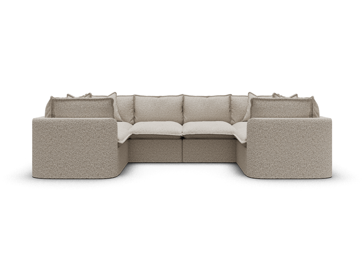 Koala Tamarama 6-section U-shape sectional in Aussie Latte, regular, studio shot on white