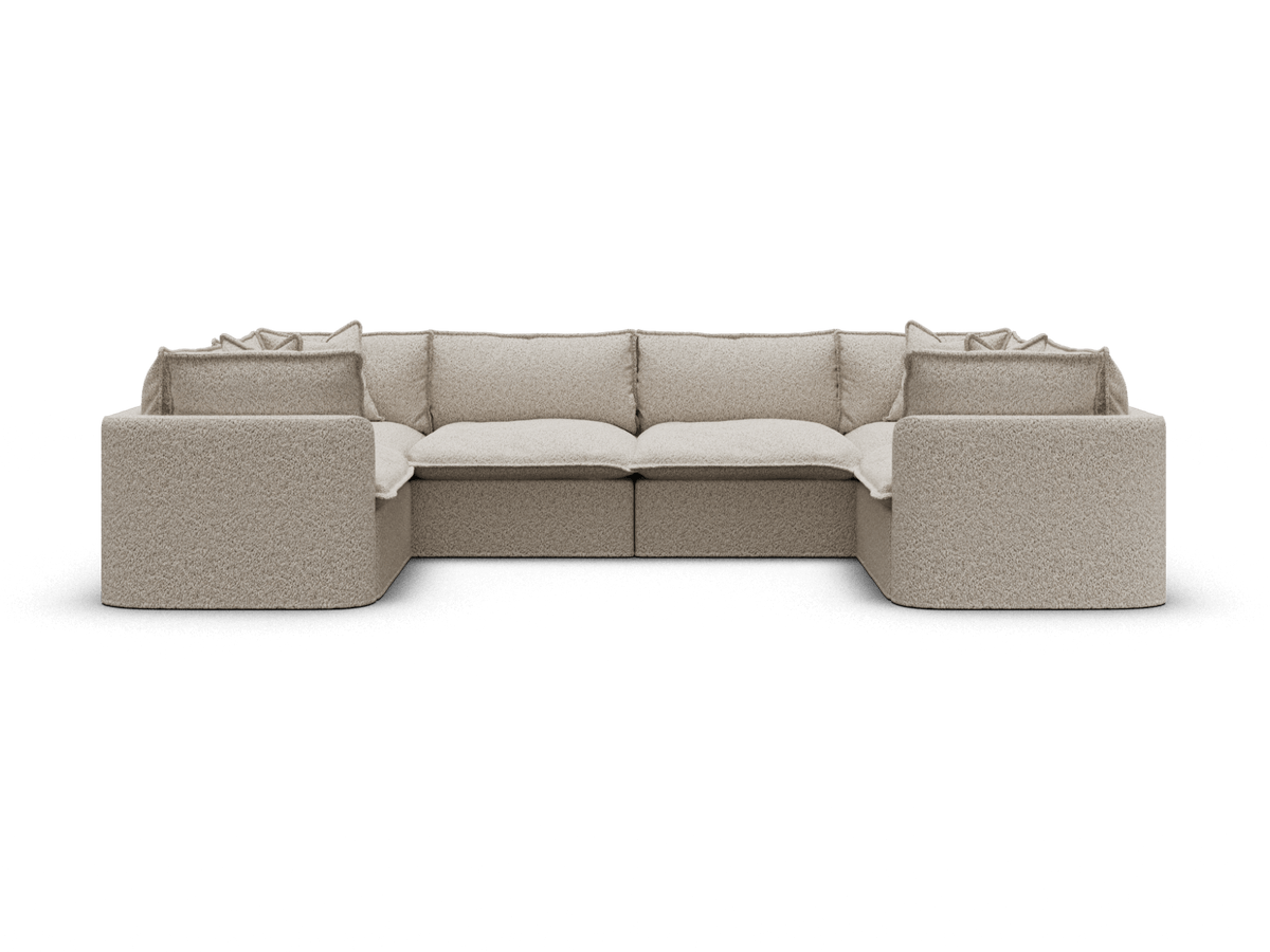 Koala Tamarama 6-section U-shape sectional in Aussie Latte, extra-wide, studio shot on white