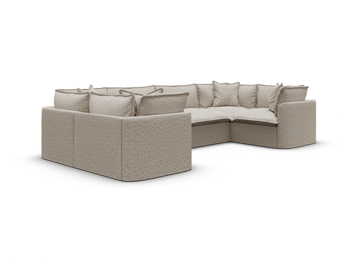 Koala Tamarama 6-section U-shape sectional in Aussie Latte, extra-wide, studio shot on white