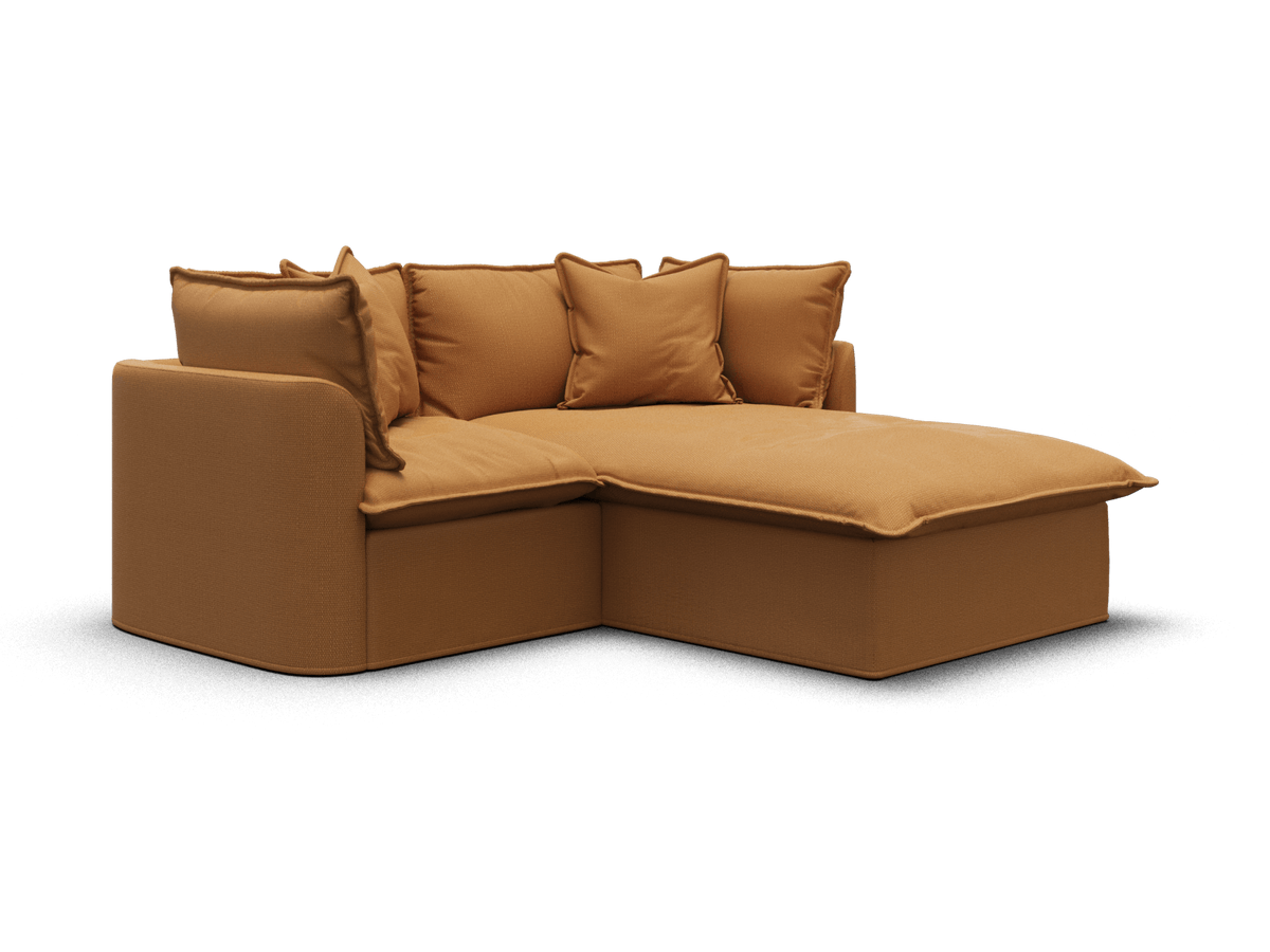 Koala Tamarama 2-section modular sofa with chaise in Bronzed Aussie, extra-wide, studio shot on white