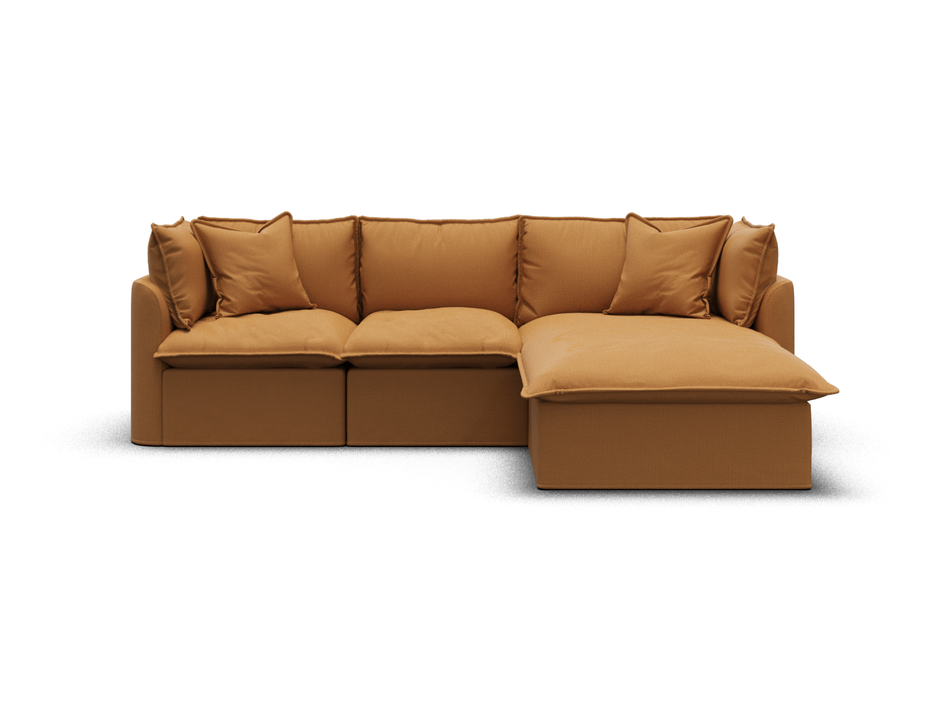 Koala Tamarama 3-section modular sofa with chaise in Bronzed Aussie, regular, studio shot on white