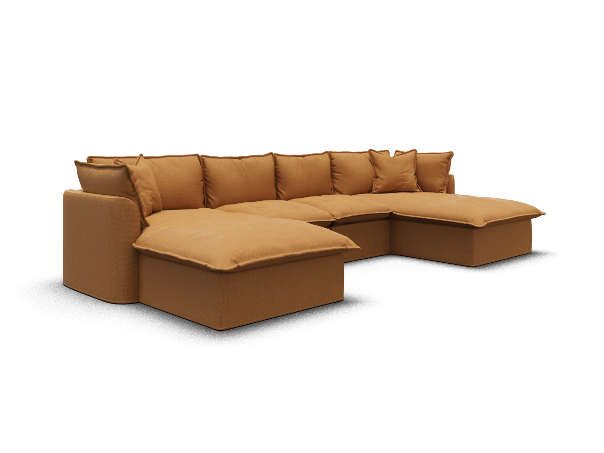 Koala Tamarama 4-section modular sofa with double chaise in Bronzed Aussie, regular, studio shot on white