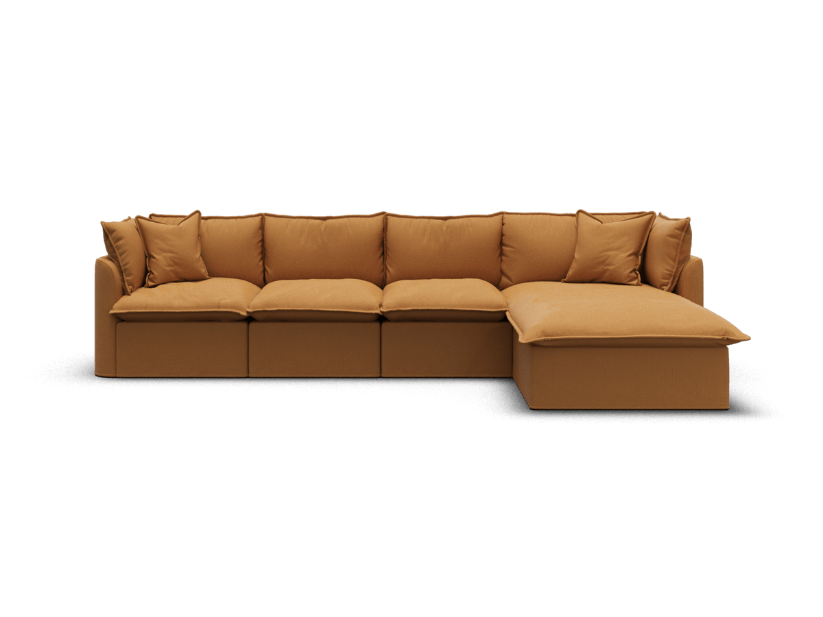 Koala Tamarama 4-section modular sofa with chaise in Bronzed Aussie, regular, studio shot on white