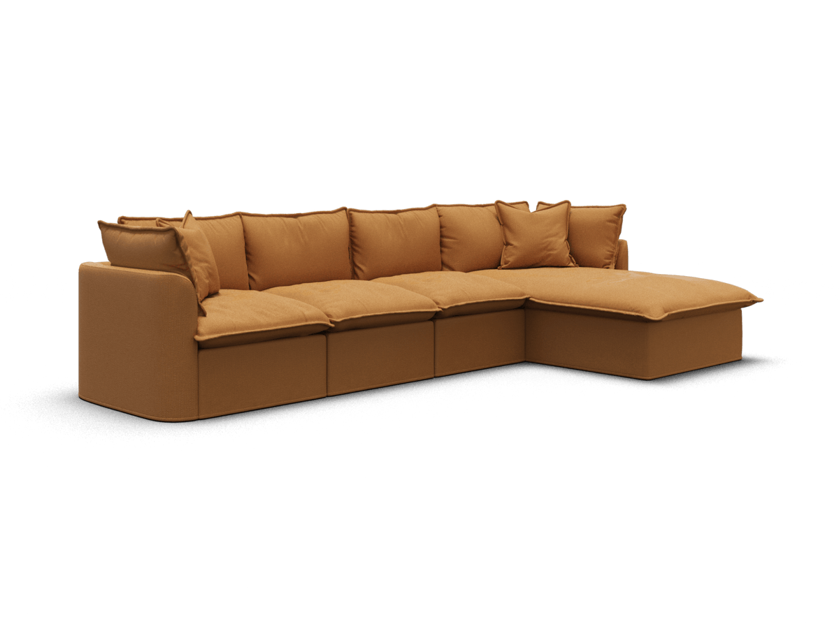 Koala Tamarama 4-section modular sofa with chaise in Bronzed Aussie, regular, studio shot on white