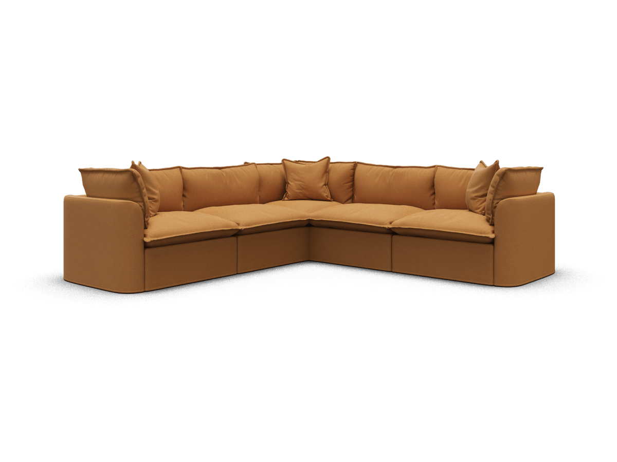 Koala Tamarama 5-section L-shape sectional in Bronzed Aussie, extra-wide, studio shot on white