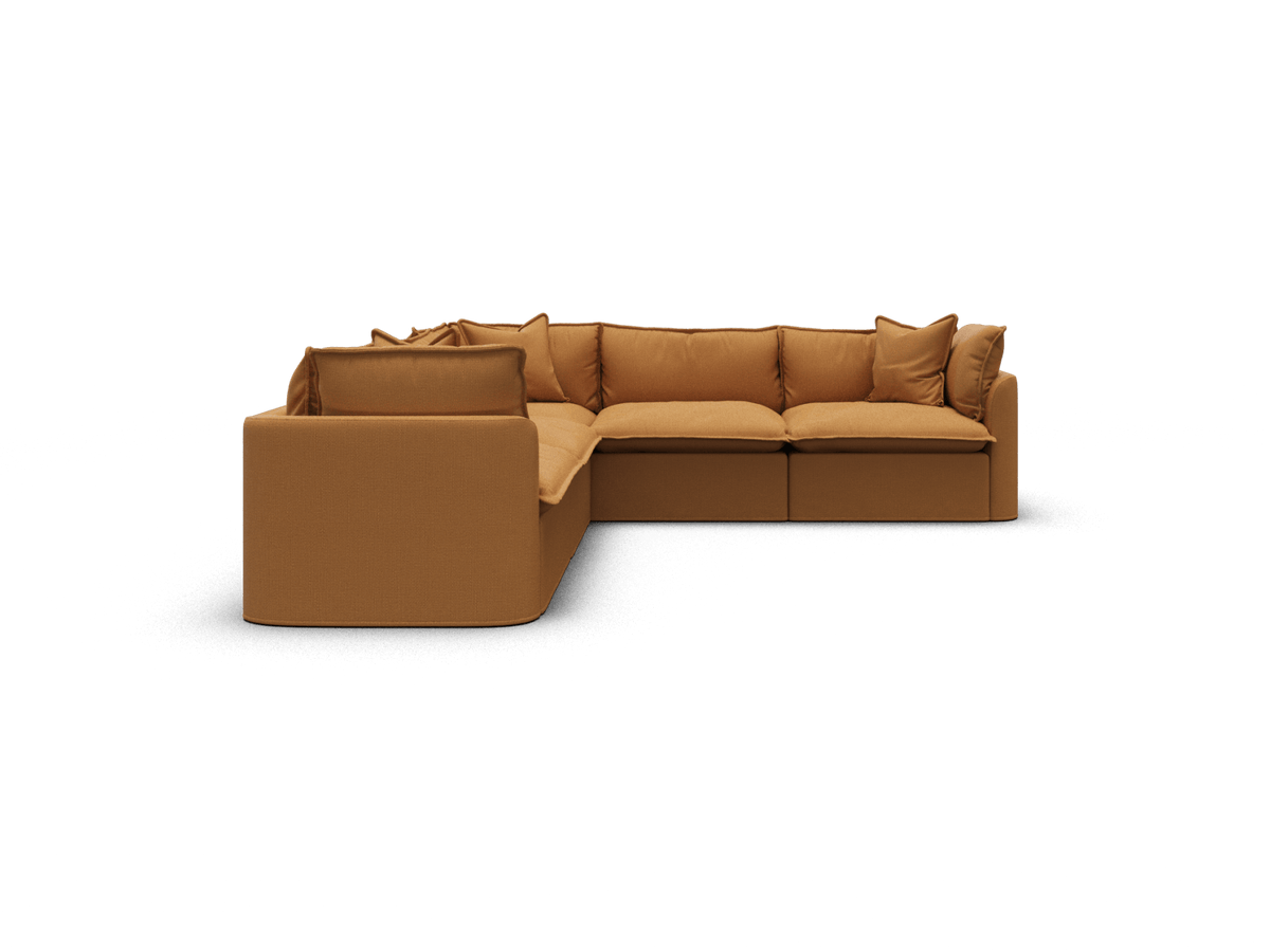 Koala Tamarama 5-section L-shape sectional in Bronzed Aussie, extra-wide, studio shot on white