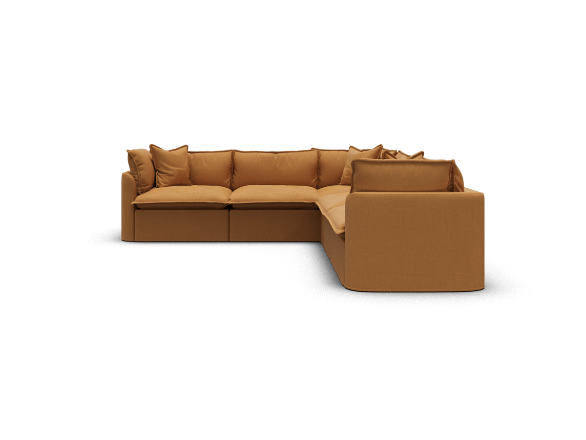 Koala Tamarama 5-section L-shape sectional in Bronzed Aussie, extra-wide, studio shot on white