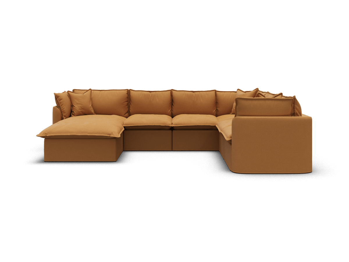 Koala Tamarama 6-section L-shape sectional with chaise in Bronzed Aussie, regular, studio shot on white