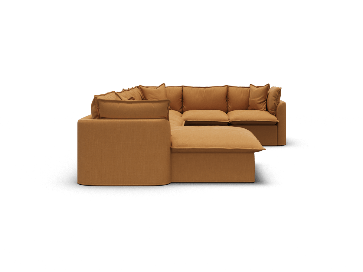 Koala Tamarama 6-section L-shape sectional with chaise in Bronzed Aussie, regular, studio shot on white