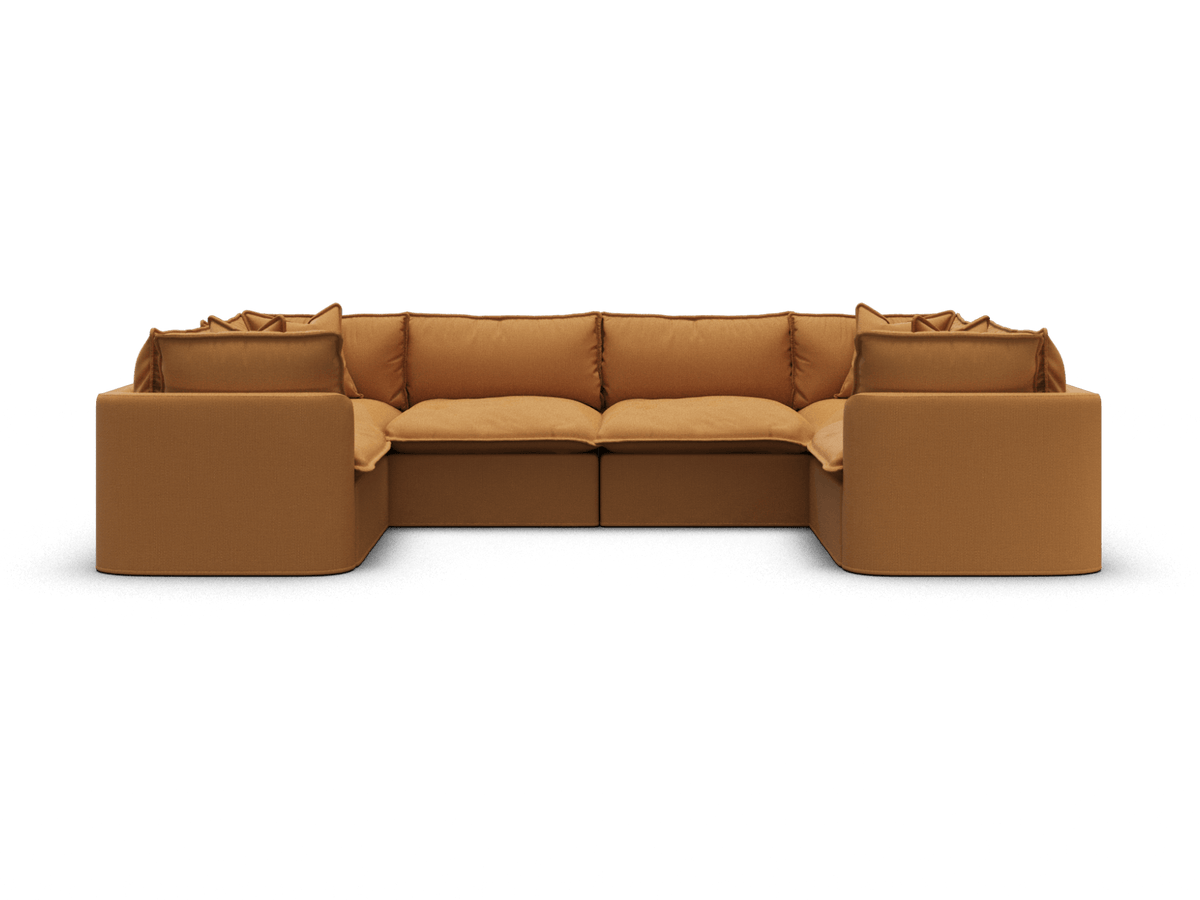 Koala Tamarama 6-section U-shape sectional in Bronzed Aussie, extra-wide, studio shot on white