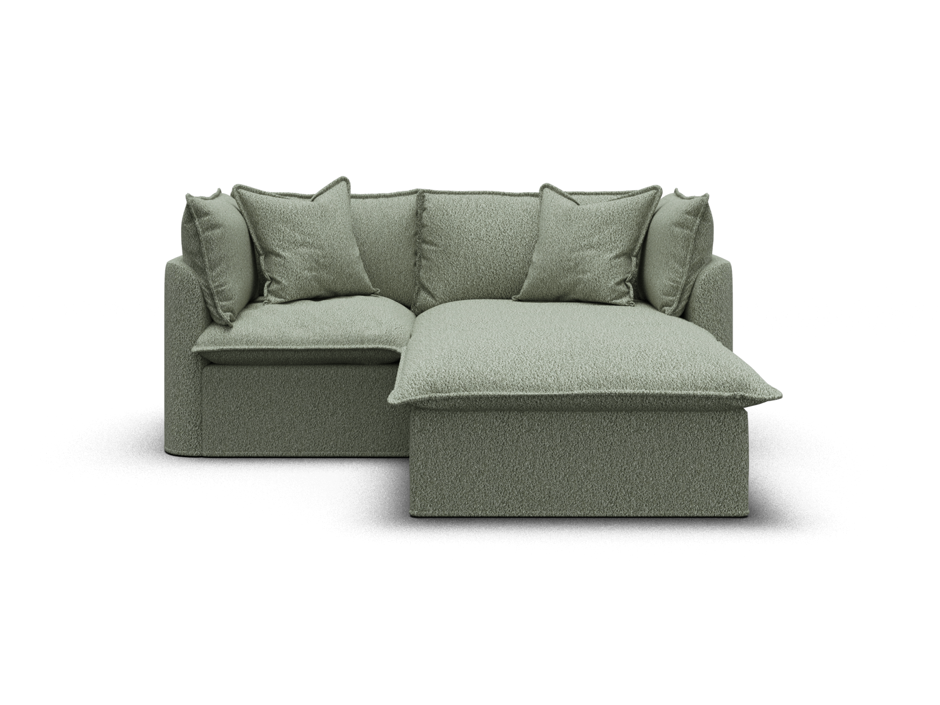 Koala Tamarama 2-section modular sofa with chaise in Frosty Grass, regular, studio shot on white