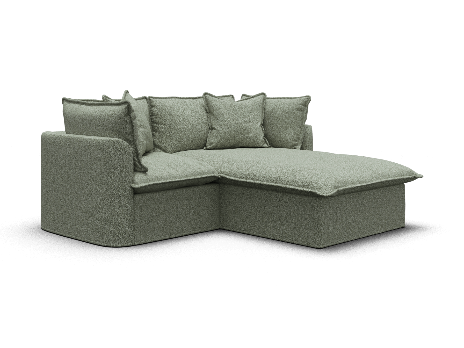 Koala Tamarama 2-section modular sofa with chaise in Frosty Grass, regular, studio shot on white