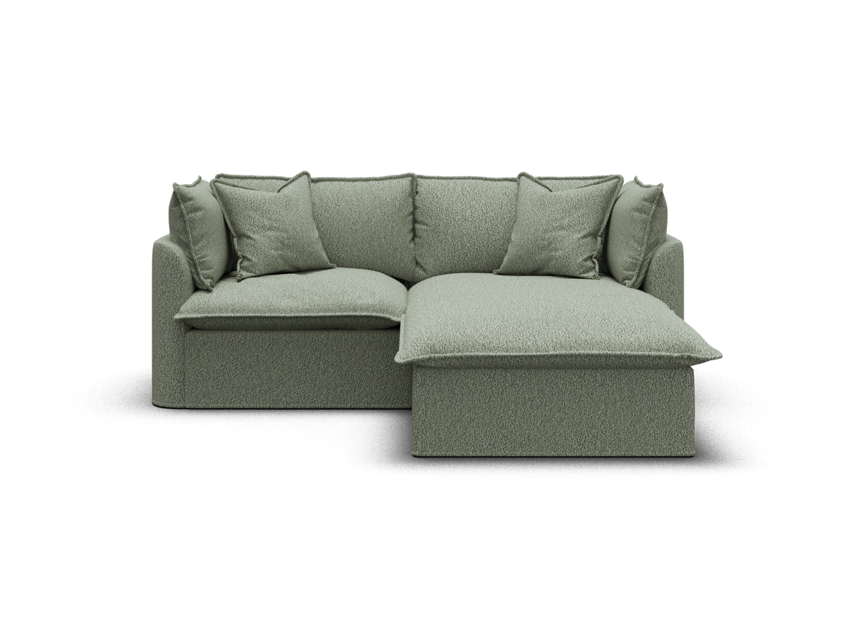 Koala Tamarama 2-section modular sofa with chaise in Frosty Grass, extra-wide, studio shot on white