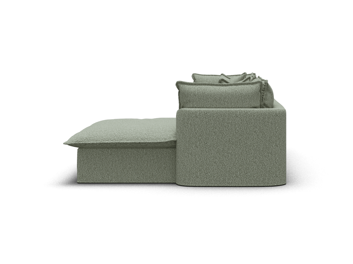 Koala Tamarama 2-section modular sofa with chaise in Frosty Grass, extra-wide, studio shot on white