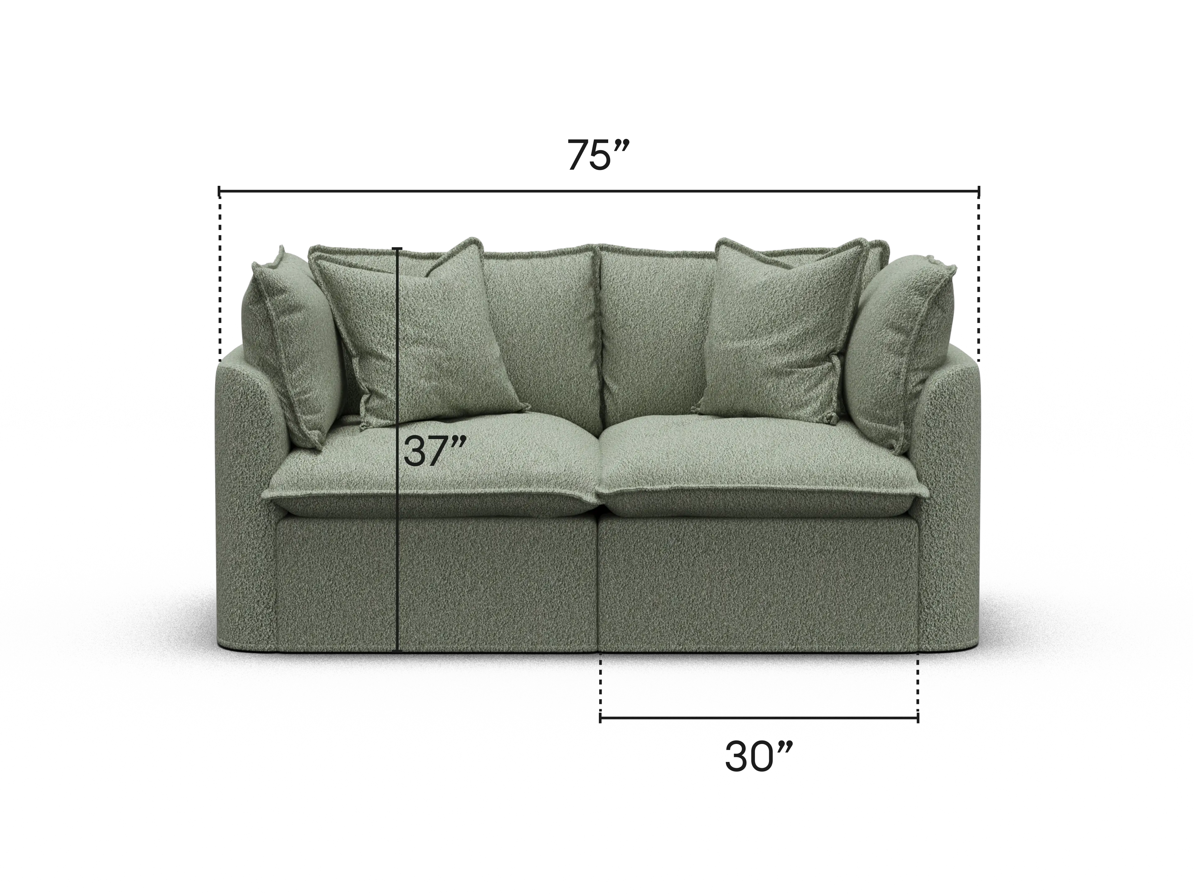Tamarama Modular Sofa - Frosty Grass (Luxe) / 2 Sections / Regular