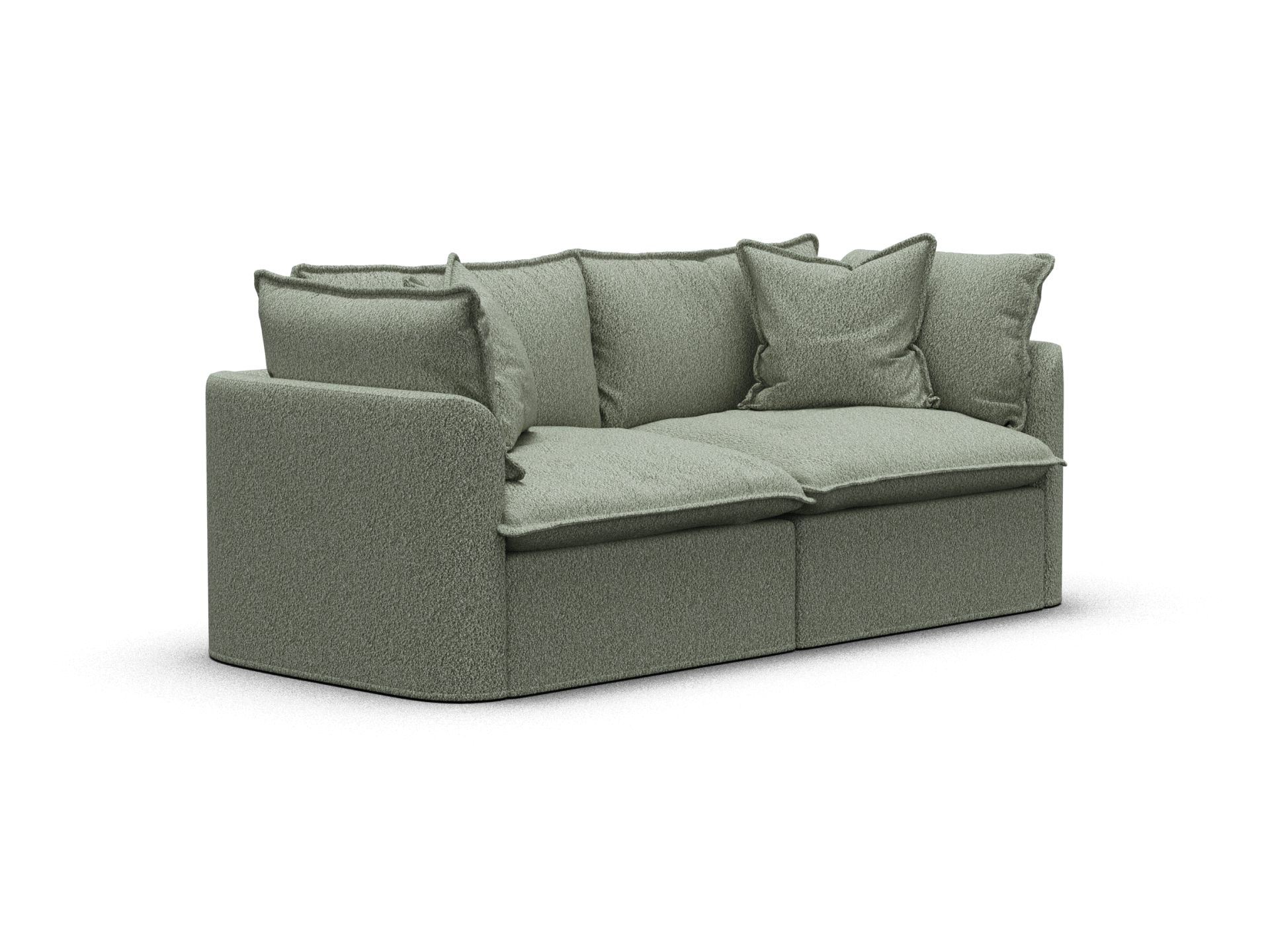 Koala Tamarama 2-section modular sofa in Frosty Grass, extra-wide, studio shot on white