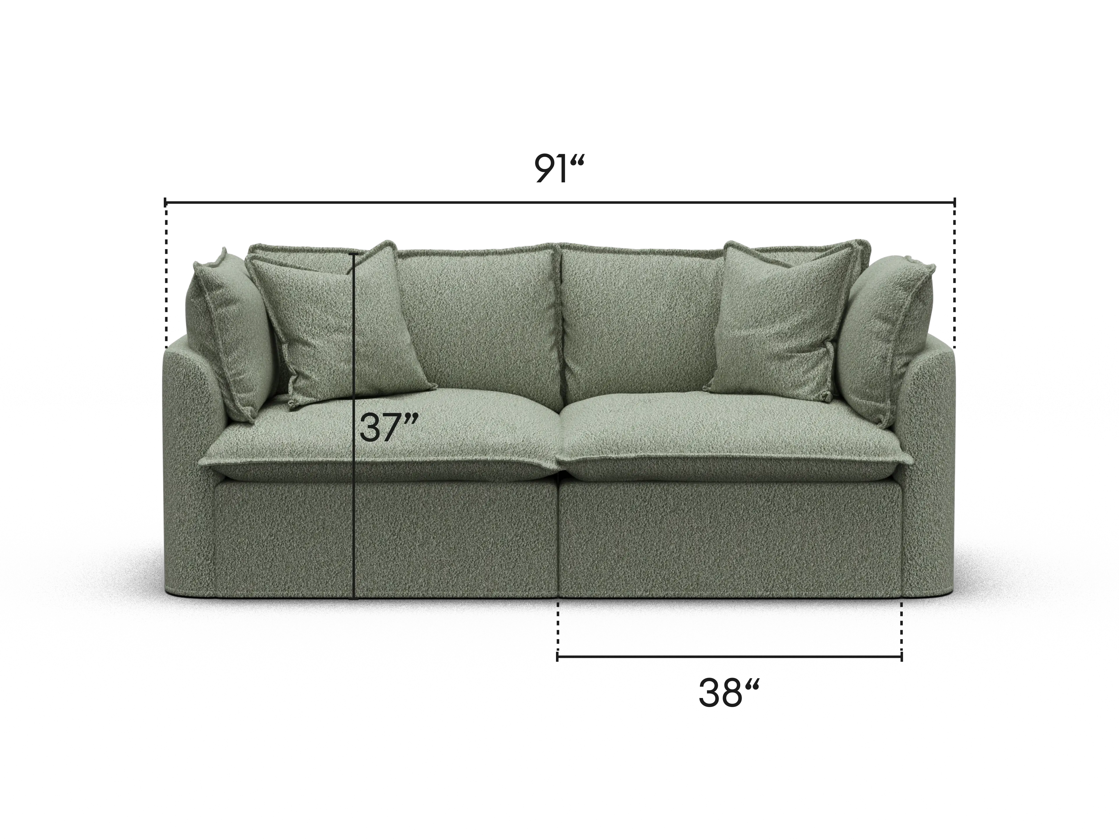 Tamarama Modular Sofa - Extra Wide / 2 Sections / Frosty Grass (Luxe)