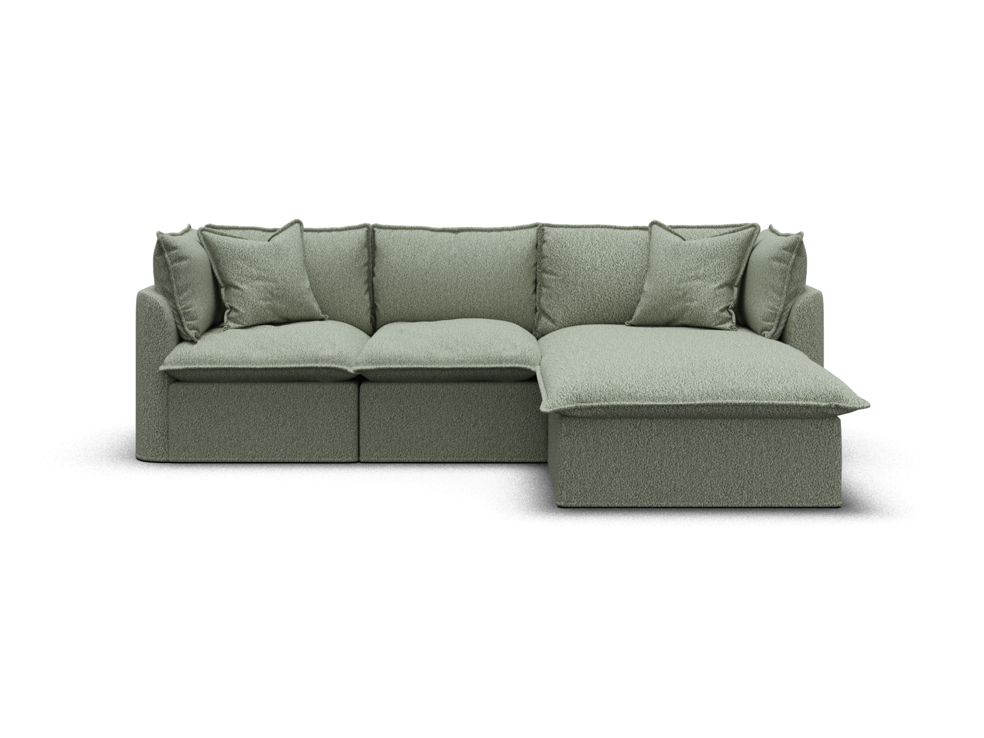 Koala Tamarama 3-section modular sofa with chaise in Frosty Grass, regular, studio shot on white