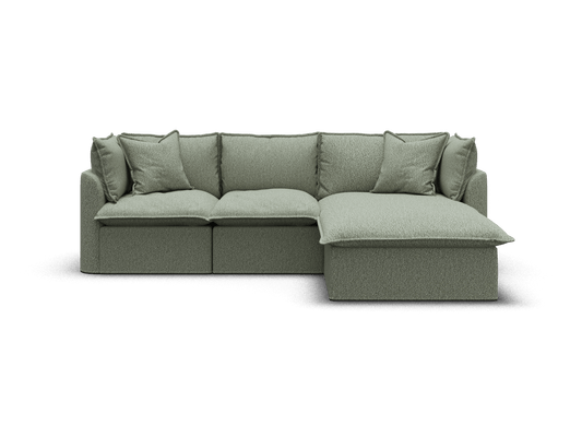 Koala Tamarama 3-section modular sofa with chaise in Frosty Grass, regular, studio shot on white