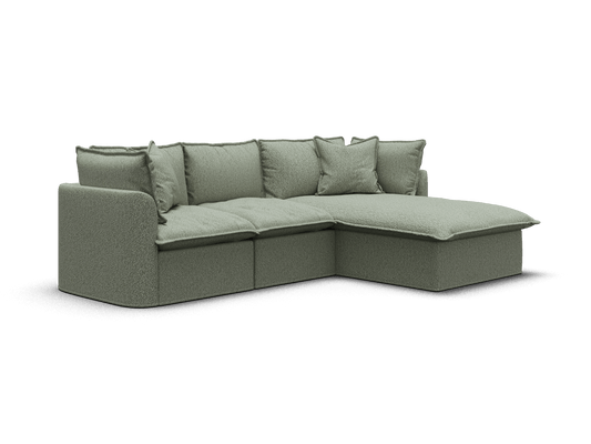 Koala Tamarama 3-section modular sofa with chaise in Frosty Grass, regular, studio shot on white