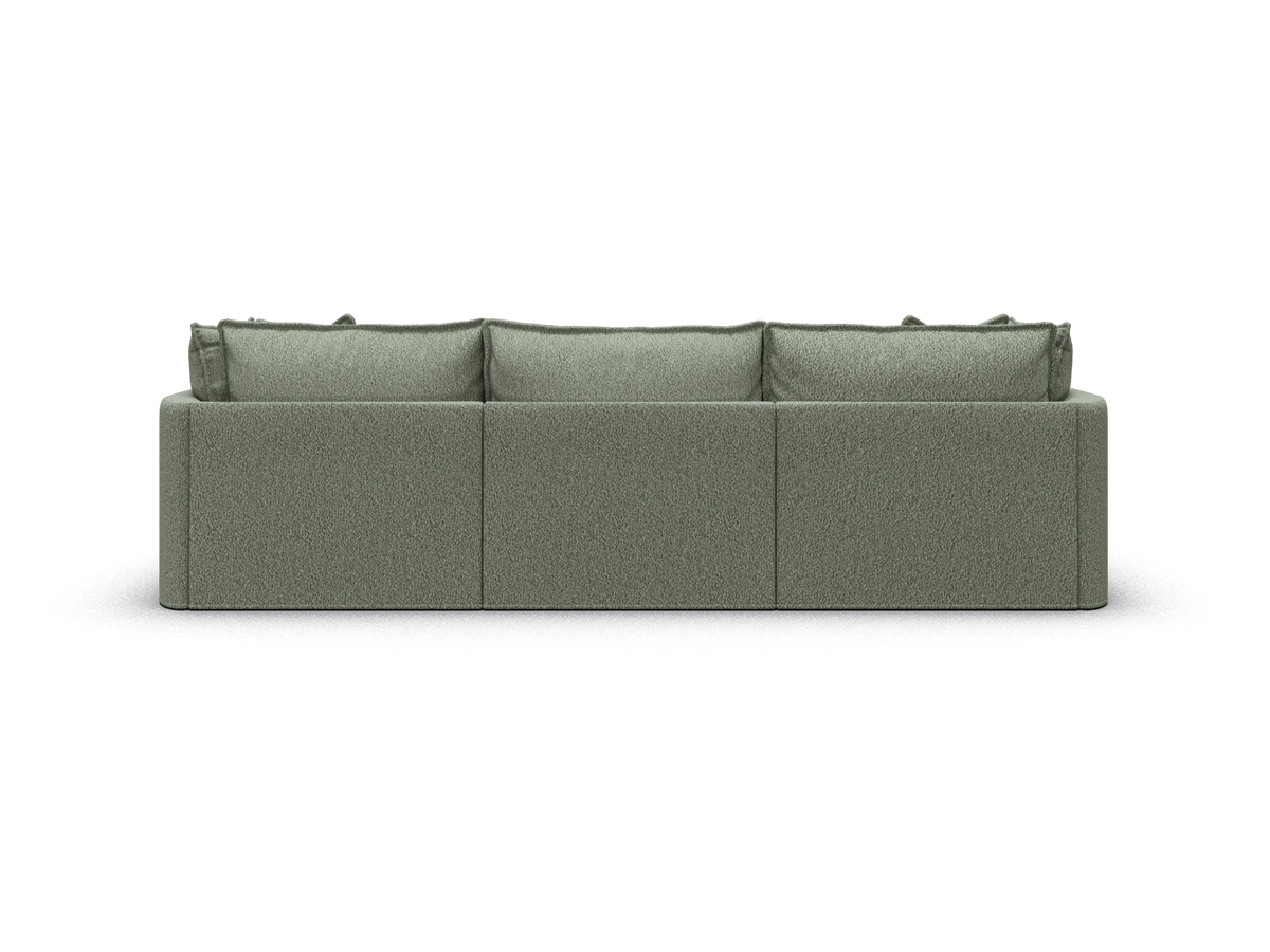 Koala Tamarama 3-section modular sofa with chaise in Frosty Grass, extra-wide, studio shot on white