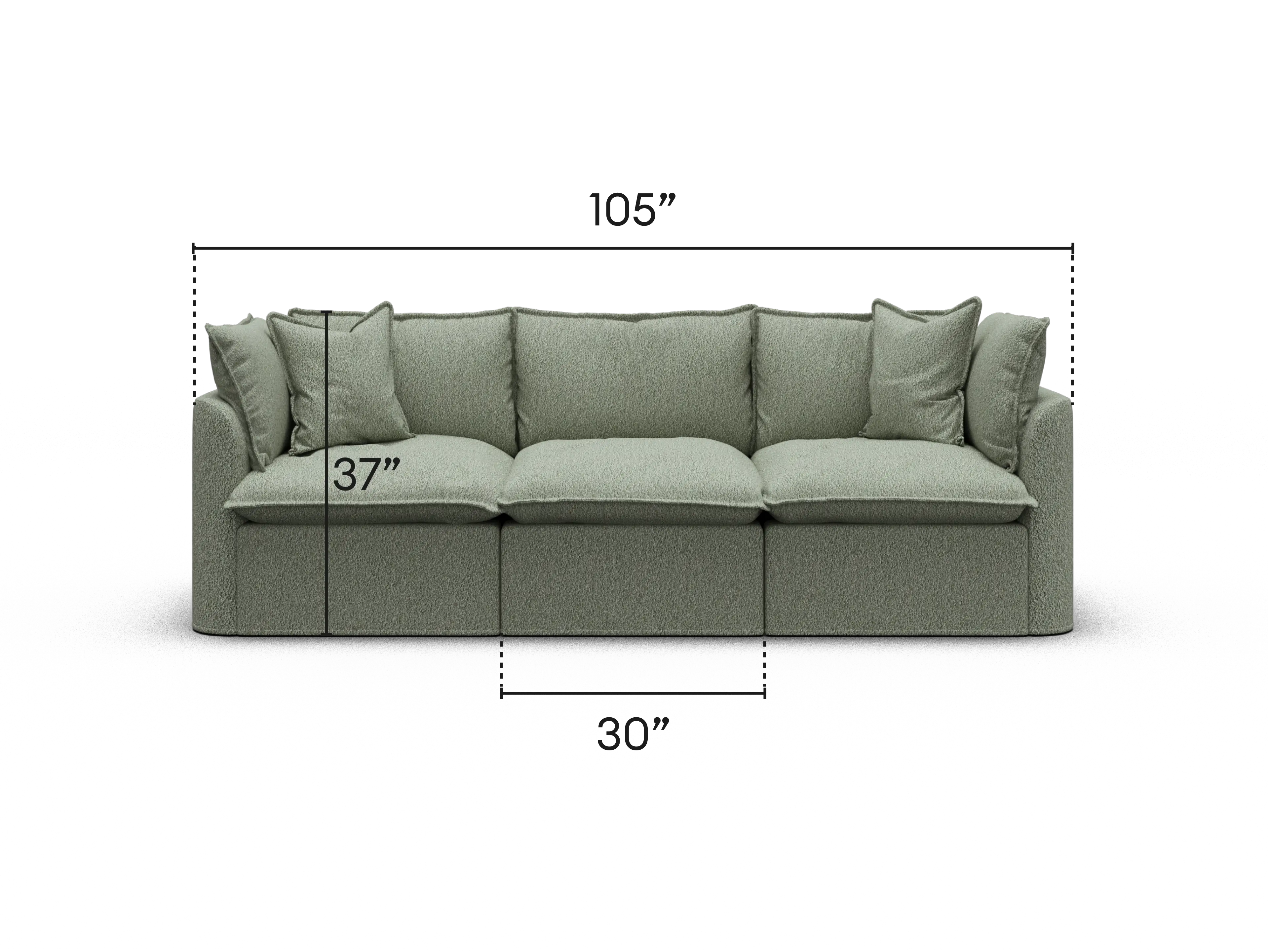Tamarama Modular Sofa - Regular / 3 Sections / Frosty Grass (Luxe)