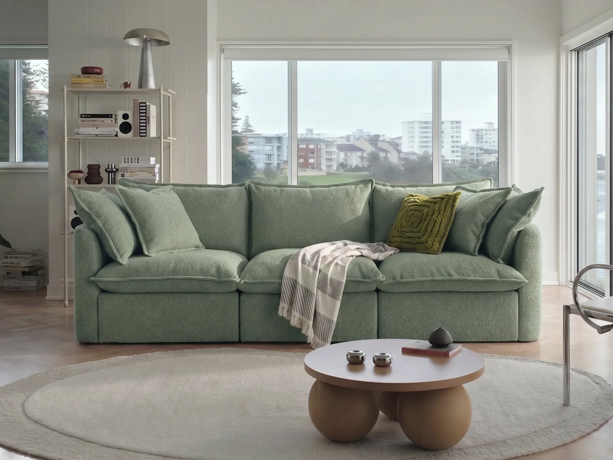 Tamarama Sectional Sofa - Frosty Grass (Luxe) / 3 Sections / Regular
