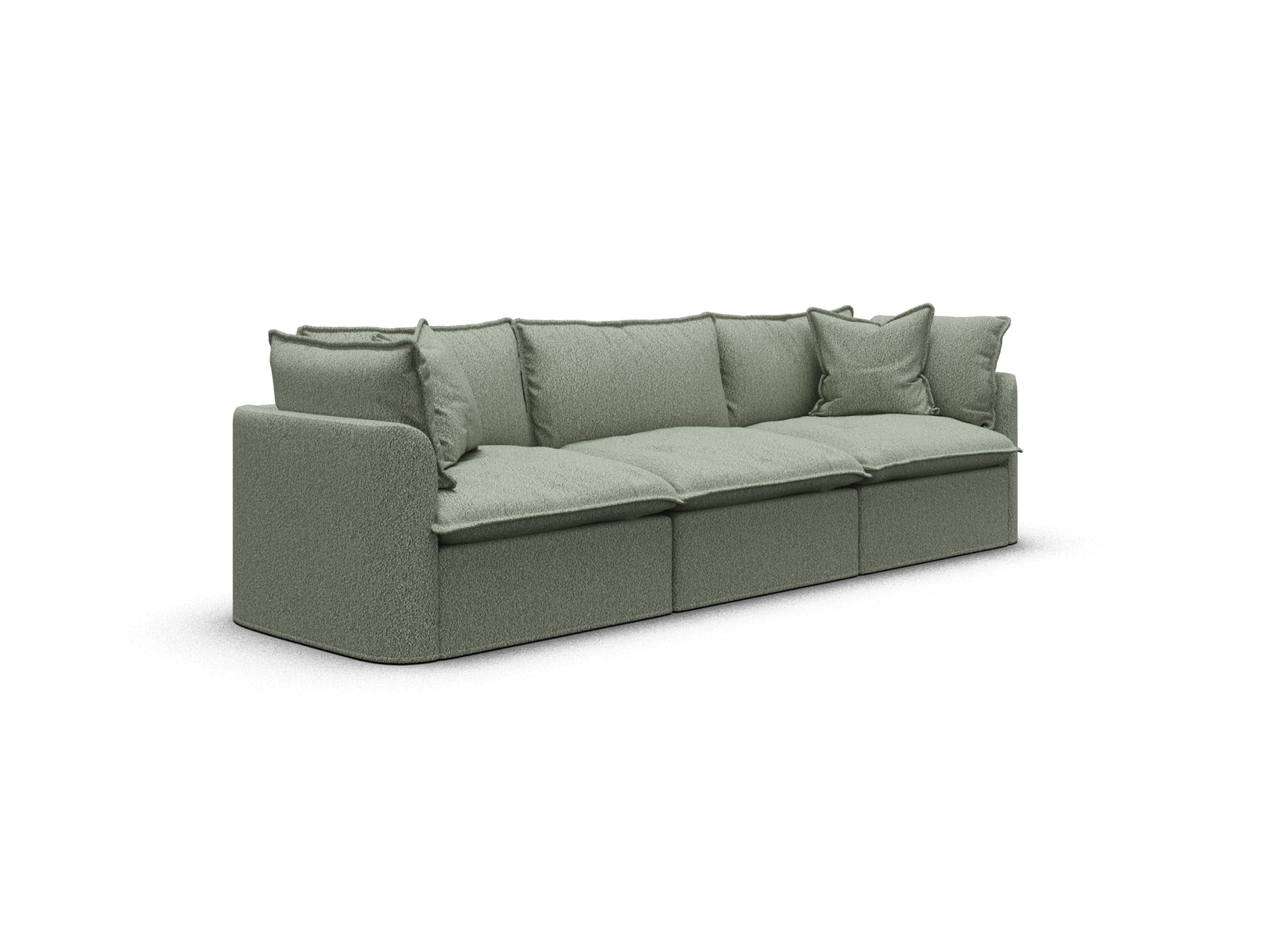 Koala Tamarama 3-section modular sofa in Frosty Grass, extra-wide, studio shot on white