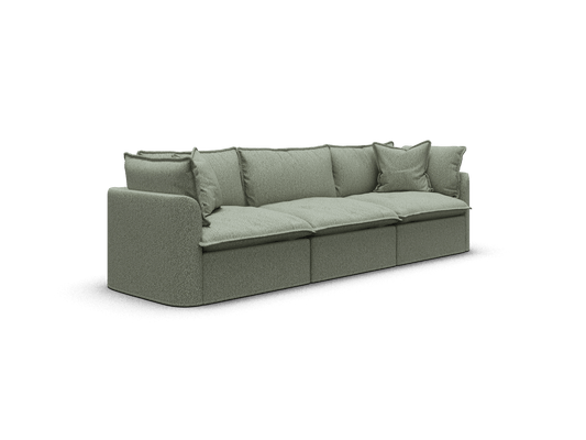Koala Tamarama 3-section modular sofa in Frosty Grass, extra-wide, studio shot on white