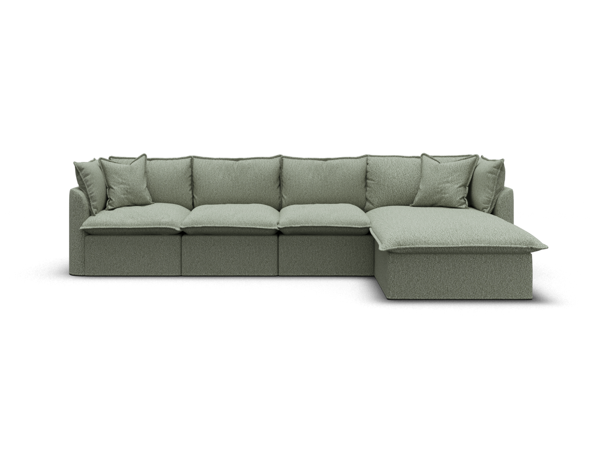 Koala Tamarama 4-section modular sofa with chaise in Frosty Grass, regular, studio shot on white