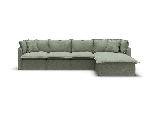 Koala Tamarama 4-section modular sofa with chaise in Frosty Grass, regular, studio shot on white