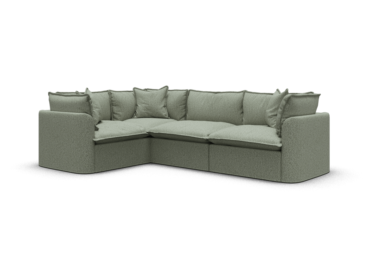 Koala Tamarama 4-section L-shape sectional in Frosty Grass, extra-wide, studio shot on white
