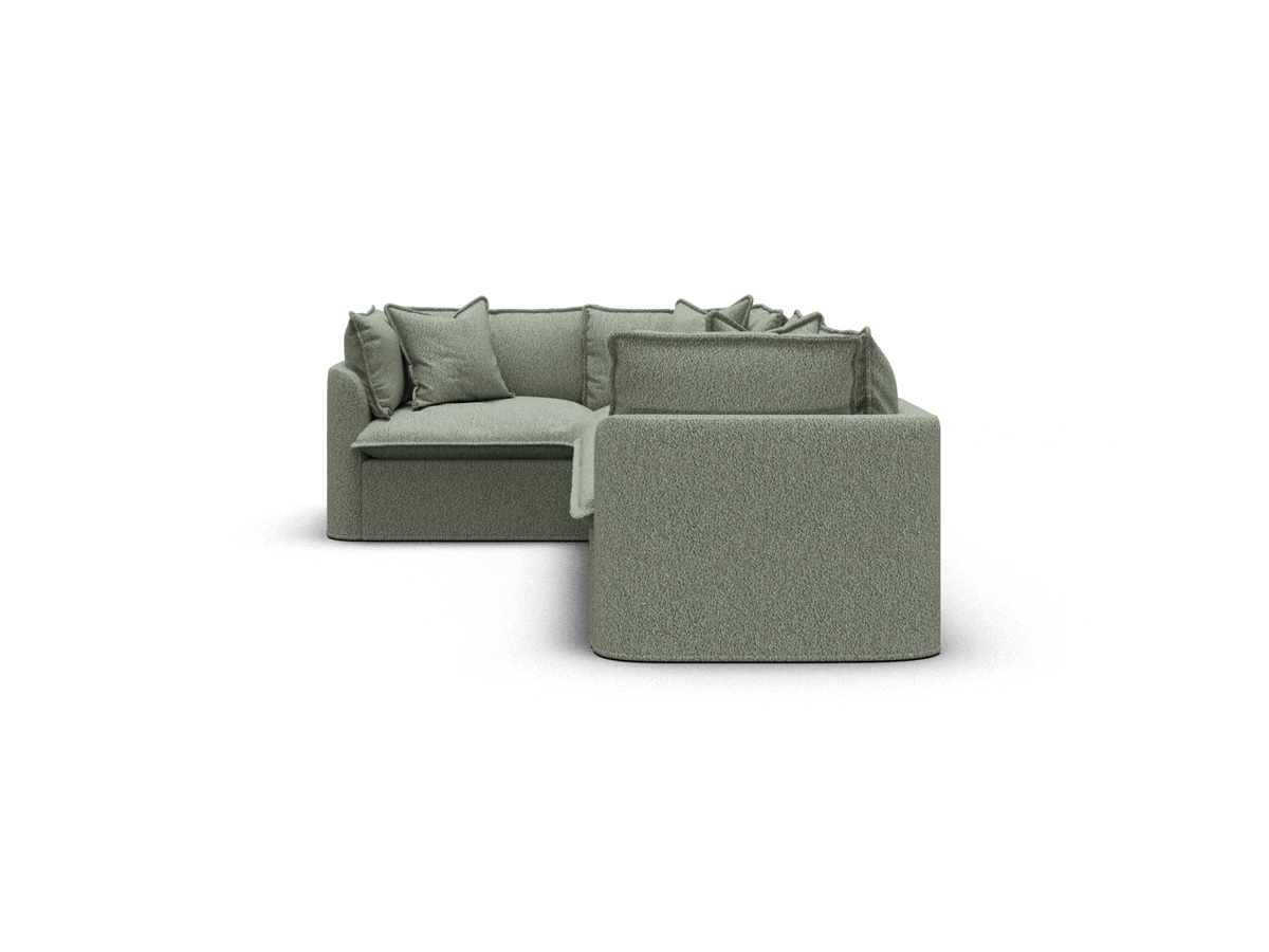 Koala Tamarama 4-section L-shape sectional in Frosty Grass, extra-wide, studio shot on white