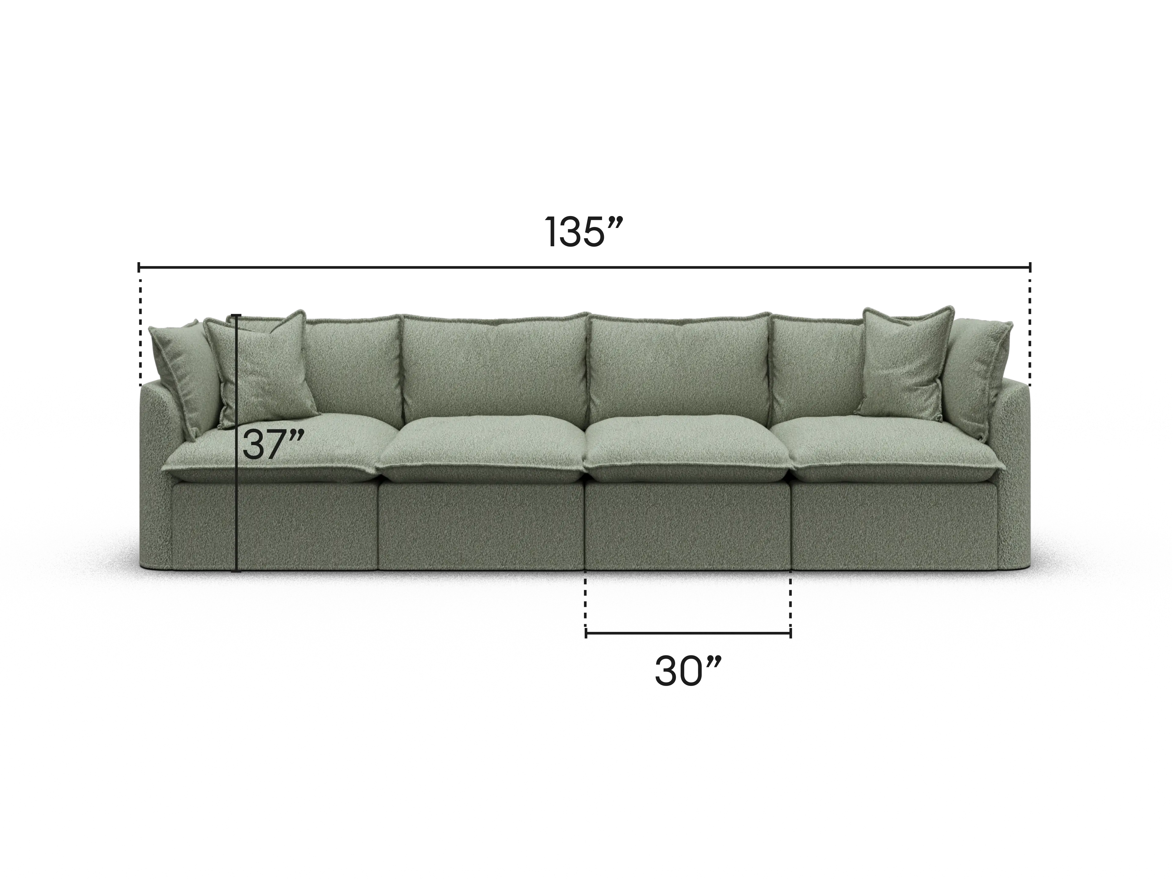 Tamarama Modular Sofa - Frosty Grass (Luxe) / 4 Sections / Regular