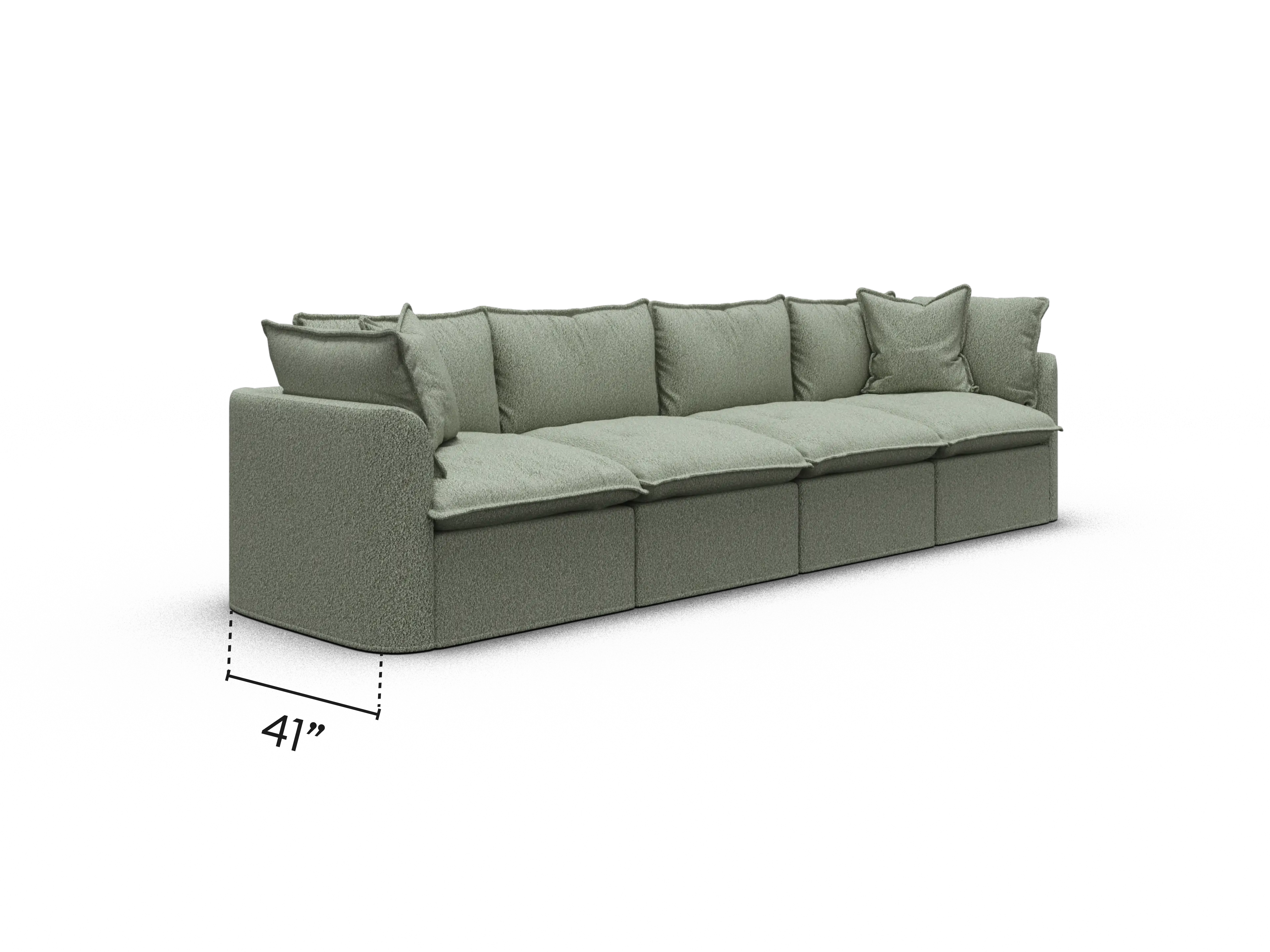 Tamarama Modular Sofa - Frosty Grass (Luxe) / 4 Sections / Regular
