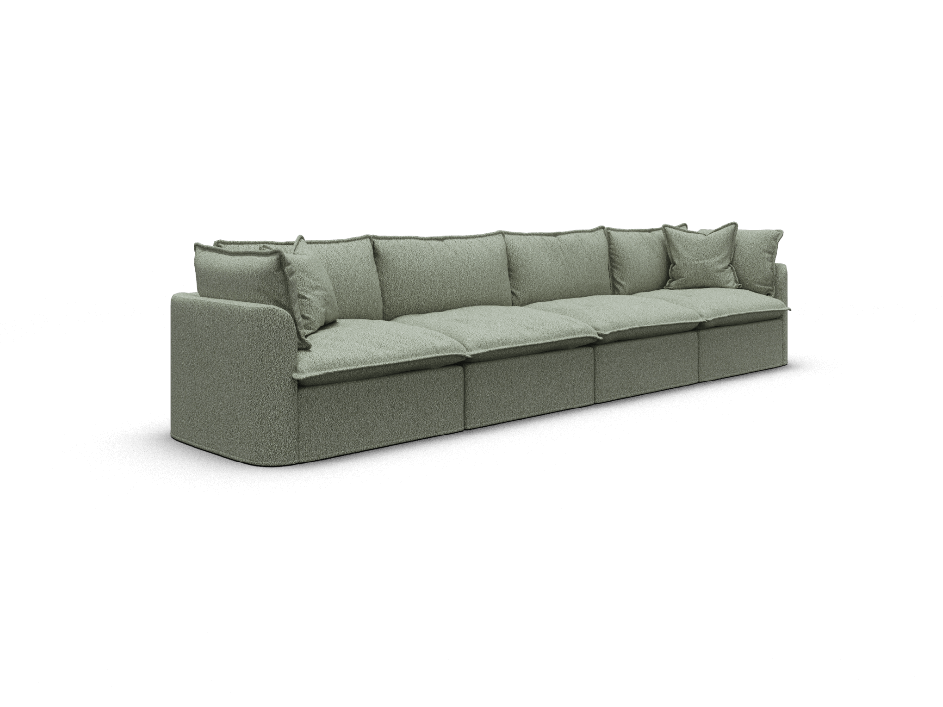Koala Tamarama 4-section modular sofa in Frosty Grass, extra-wide, studio shot on white