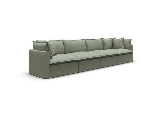 Koala Tamarama 4-section modular sofa in Frosty Grass, extra-wide, studio shot on white