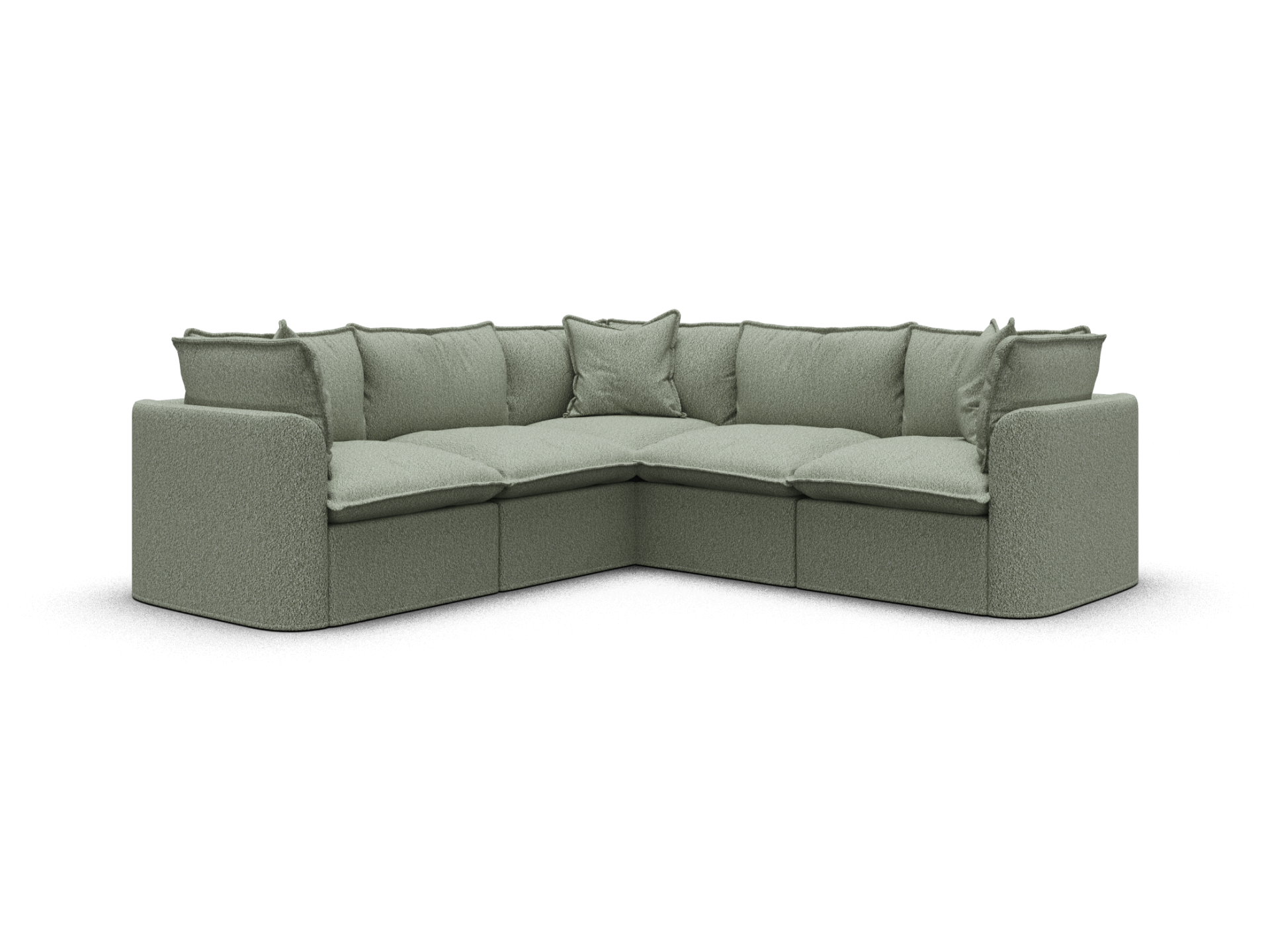 Koala Tamarama 5-section L-shape sectional in Frosty Grass, regular, studio shot on white