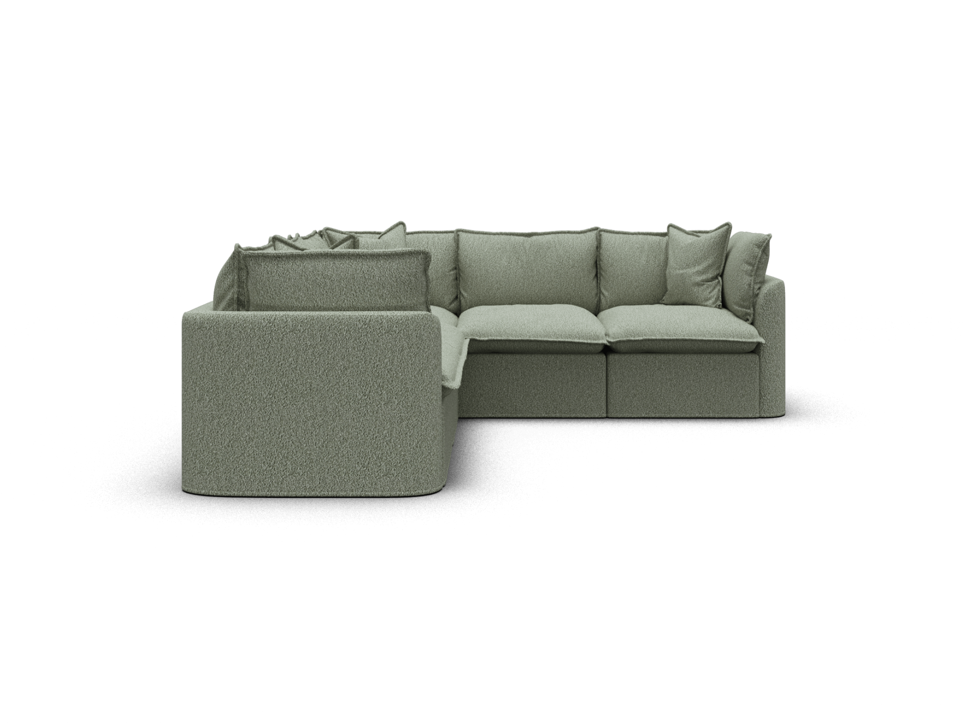 Koala Tamarama 5-section L-shape sectional in Frosty Grass, regular, studio shot on white