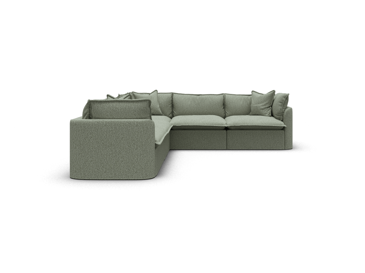 Koala Tamarama 5-section L-shape sectional in Frosty Grass, extra-wide, studio shot on white