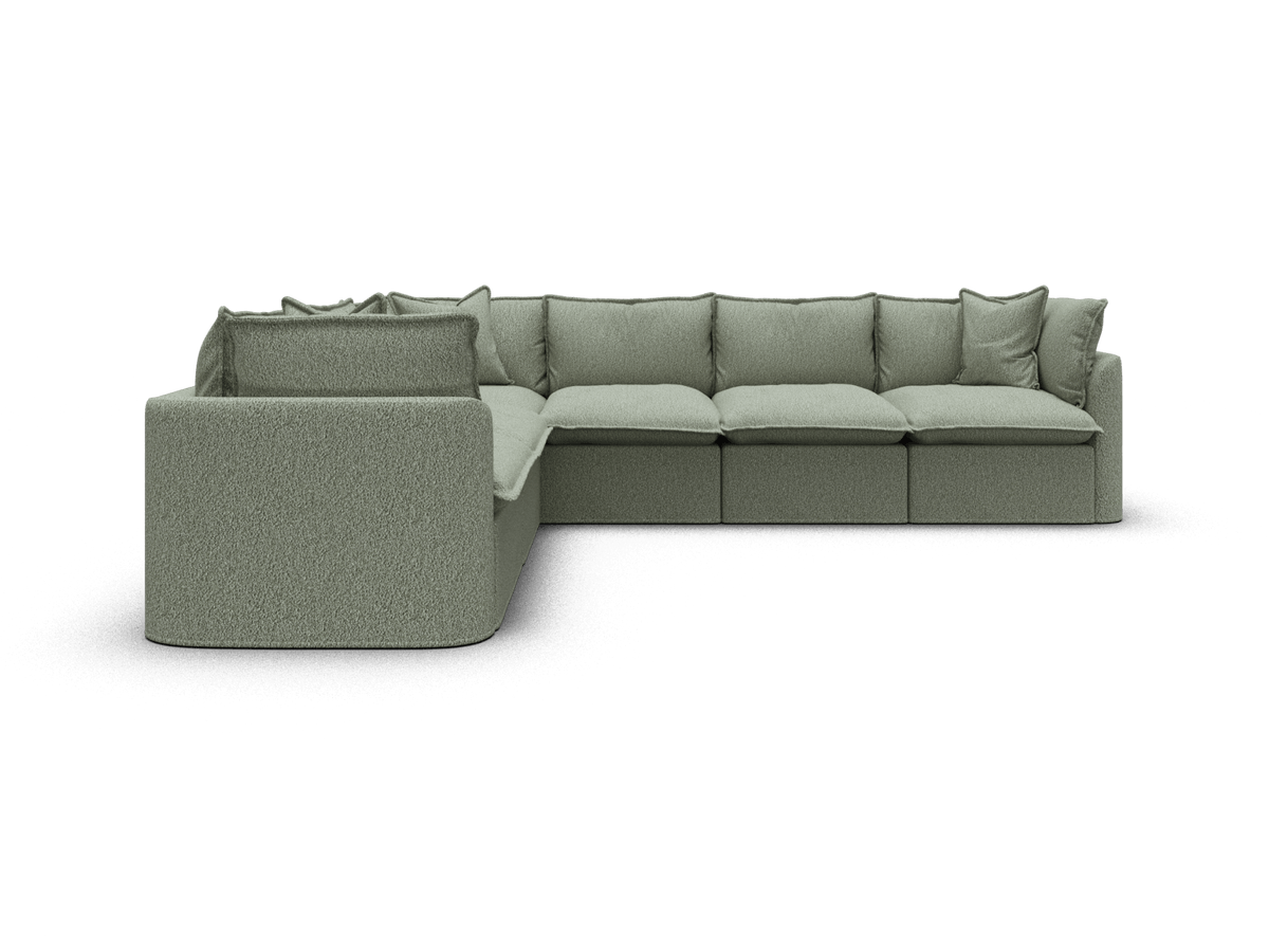 Koala Tamarama 6-section L-shape sectional in Frosty Grass, regular, studio shot on white