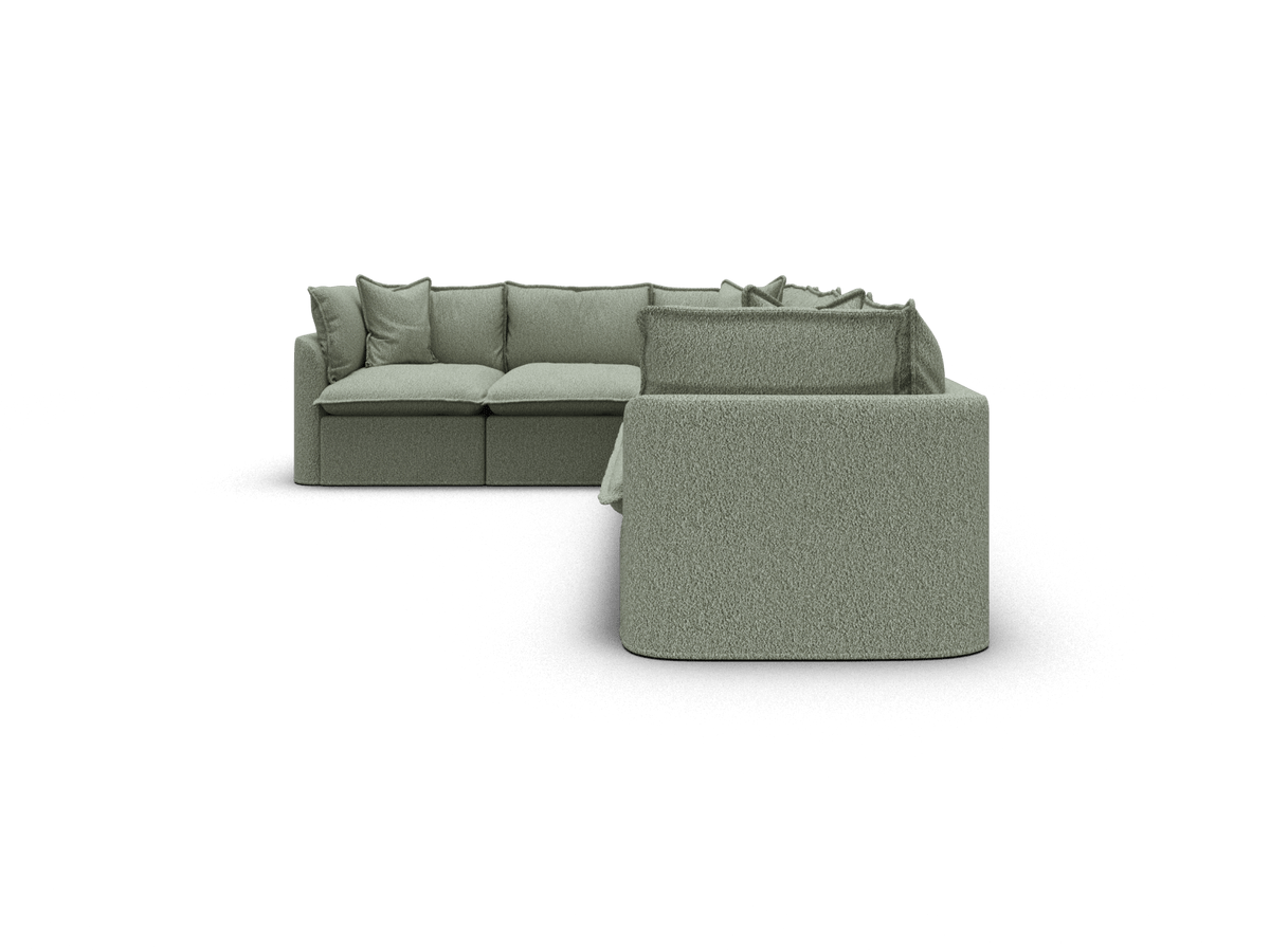 Koala Tamarama 6-section L-shape sectional in Frosty Grass, regular, studio shot on white