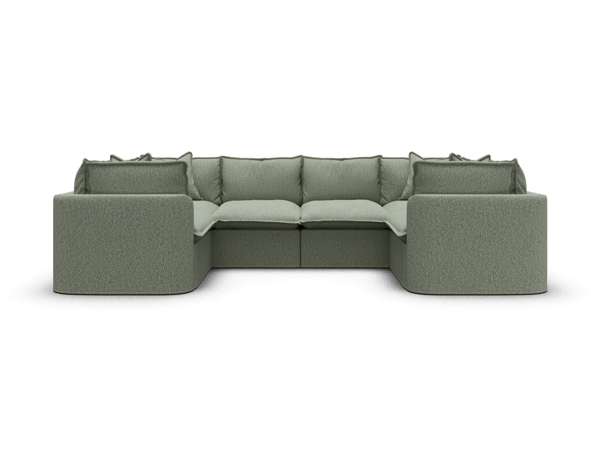 Koala Tamarama 6-section U-shape sectional in Frosty Grass, regular, studio shot on white