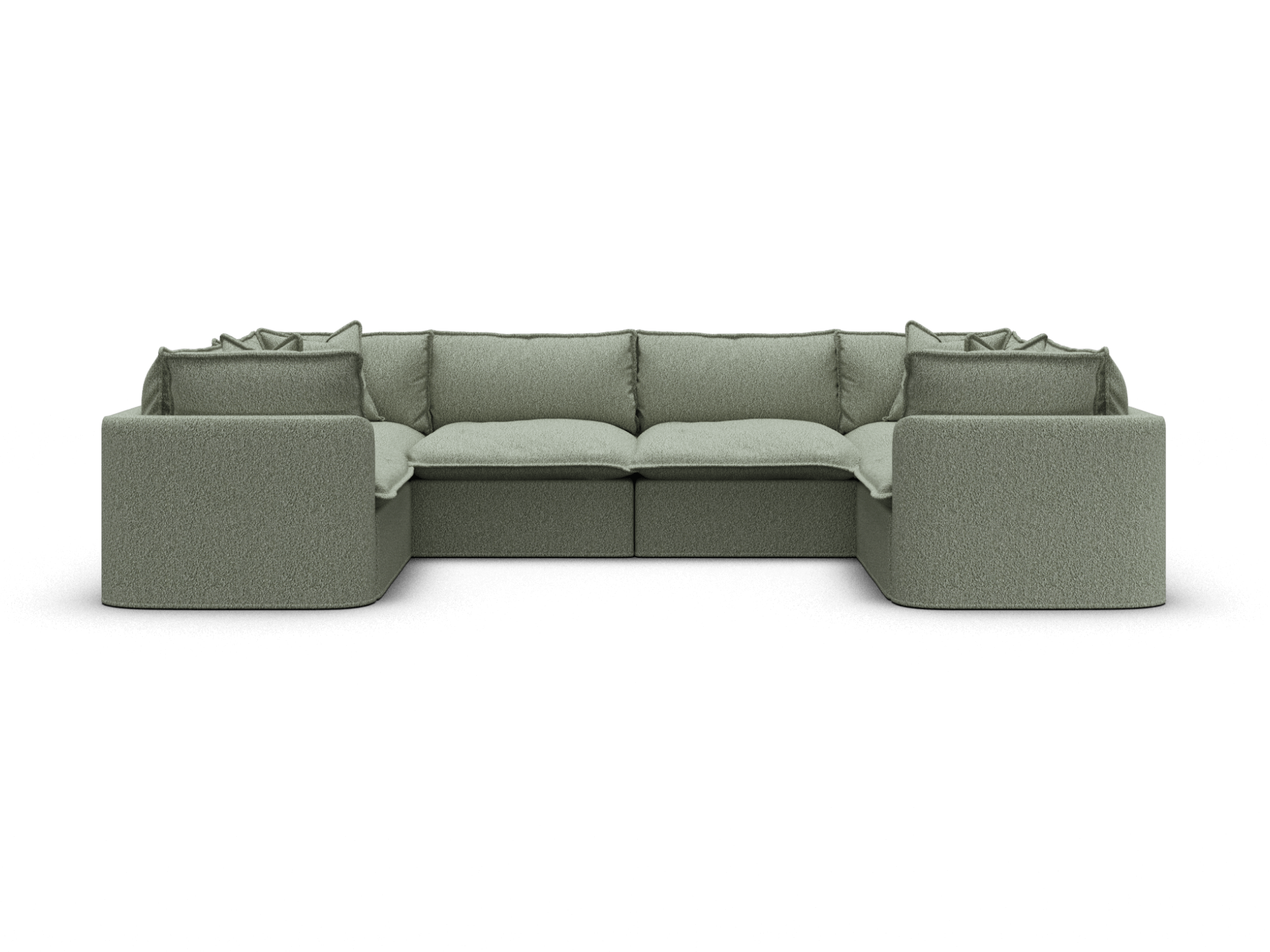 Koala Tamarama 6-section U-shape sectional in Frosty Grass, extra-wide, studio shot on white