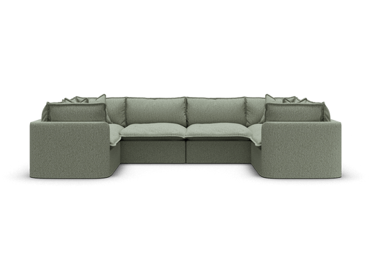 Koala Tamarama 6-section U-shape sectional in Frosty Grass, extra-wide, studio shot on white