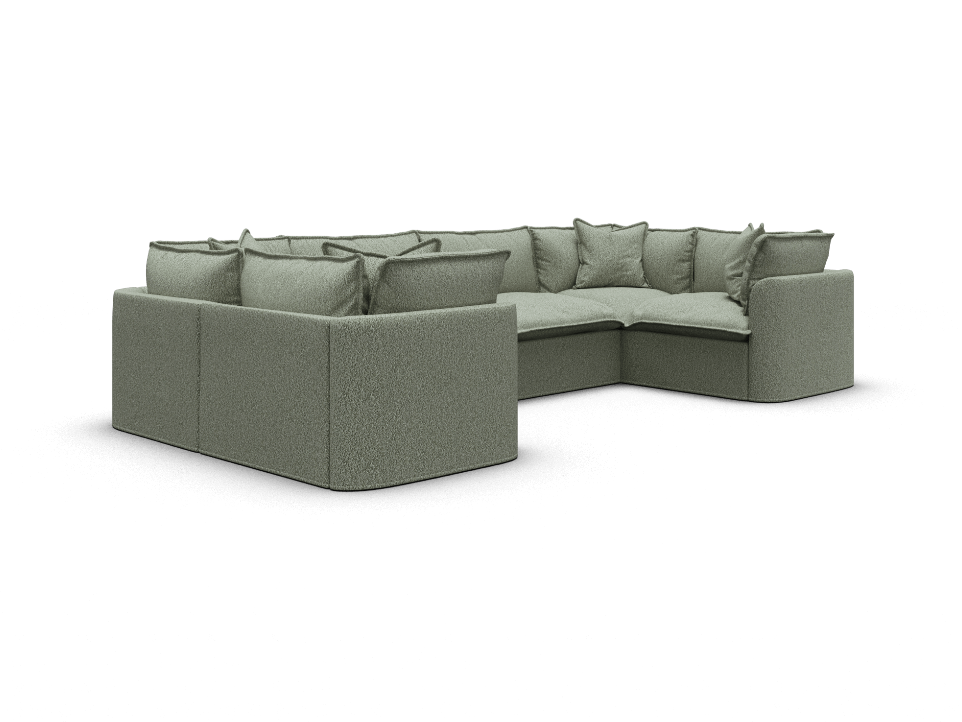 Koala Tamarama 6-section U-shape sectional in Frosty Grass, extra-wide, studio shot on white