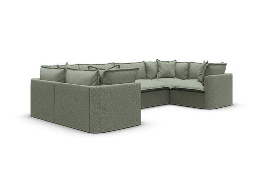 Koala Tamarama 6-section U-shape sectional in Frosty Grass, extra-wide, studio shot on white