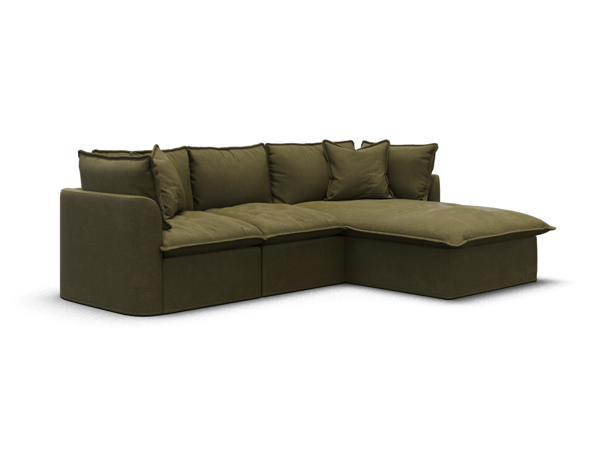 Koala Tamarama 3-section modular sofa with chaise in Forest Walk, regular, studio shot on white