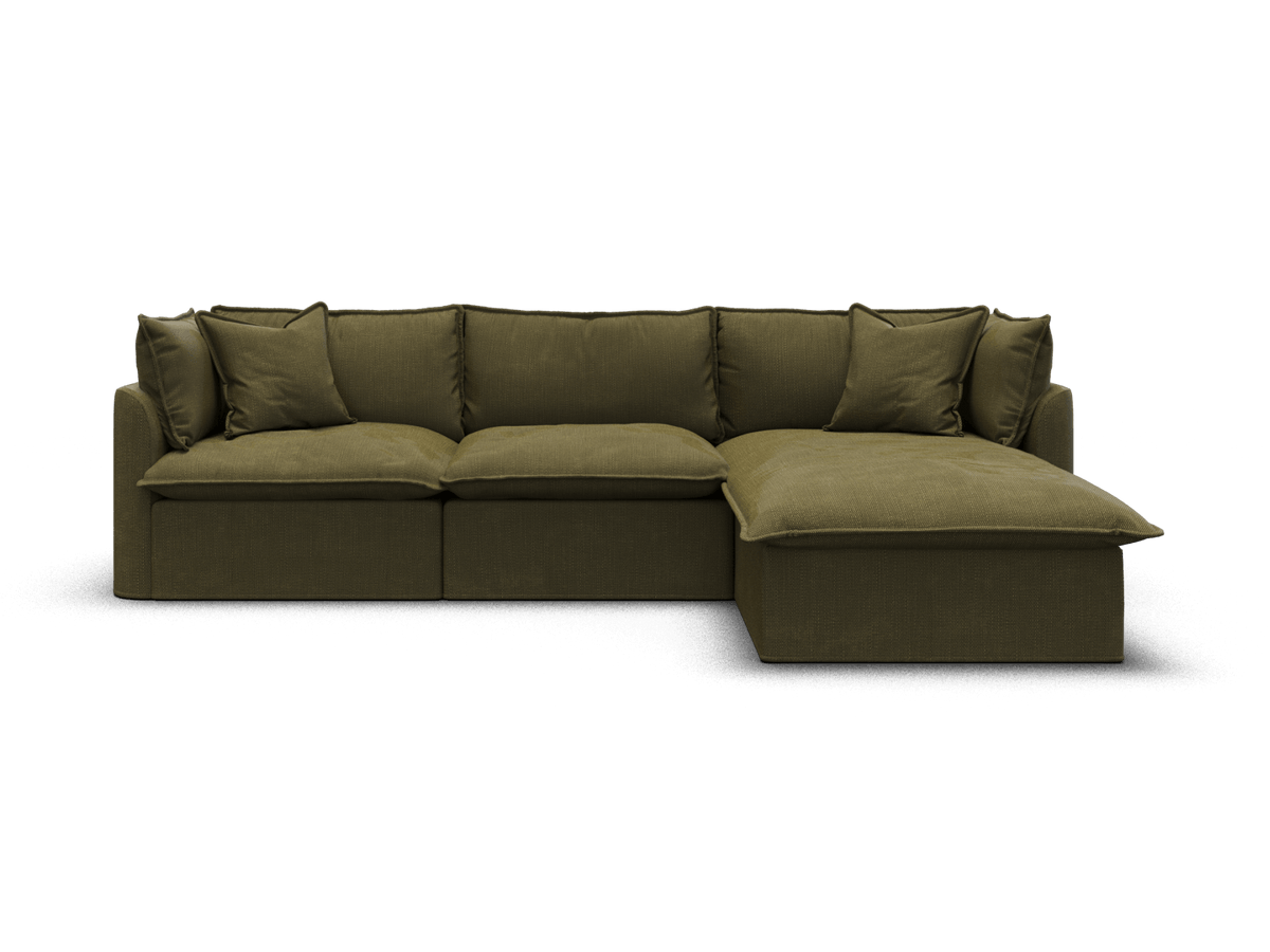 Koala Tamarama 3-section modular sofa with chaise in Forest Walk, extra-wide, studio shot on white