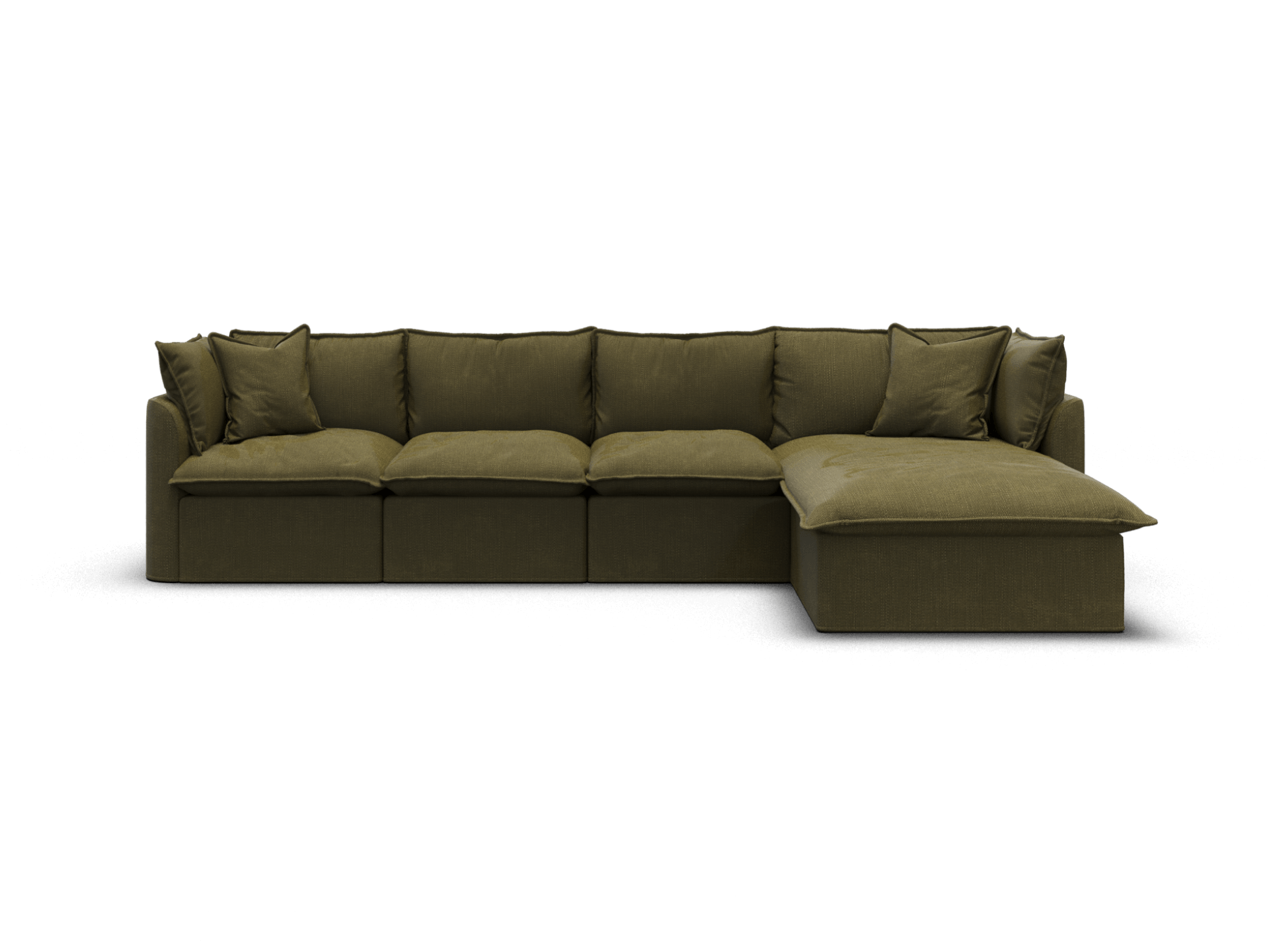 Koala Tamarama 4-section modular sofa with chaise in Forest Walk, regular, studio shot on white